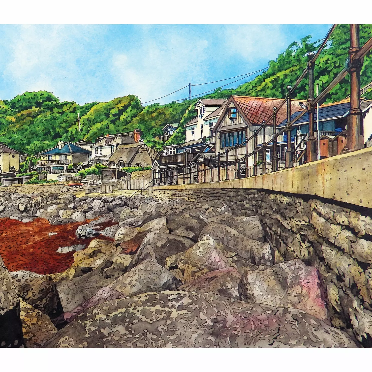 Steephill Cove in Pen & Ink and Watercolour